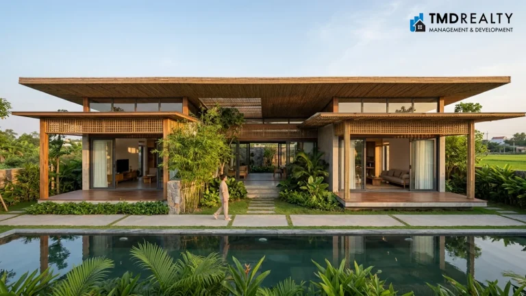 Kiến trúc xanh độc đáo từ nhà mái tre 565 m2 tự làm mát